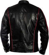Men's Hight-Quality Black Red-accents Lambskin Leather Jacket